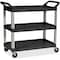 Rubbermaid Commercial Economy Cart, Plastic, 200 lb Load Capacity, 3 Shelves, 33.6" W, 37.8" H RCP342488BK - alternate 1